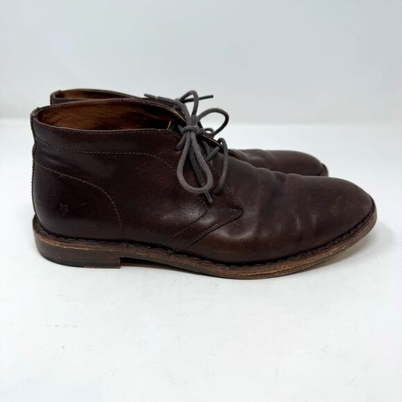 Frye Leather Chukka Boots Mens 8.5 Brown Lace Up Preppy Classic Casual Wear - Picture 1 of 12